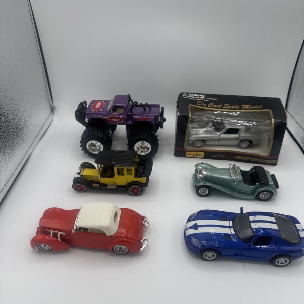 Vintage Diecast Model Car Lot of 6 - Maisto, Viper, Cord 812, Monster Truck